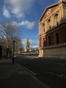 Royal Albert Hall with empty streets on a sunny day